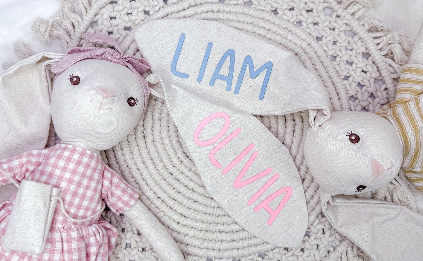 Custom Cotton Linen Stuffed Bunny – Personalized Easter Gift for Kids