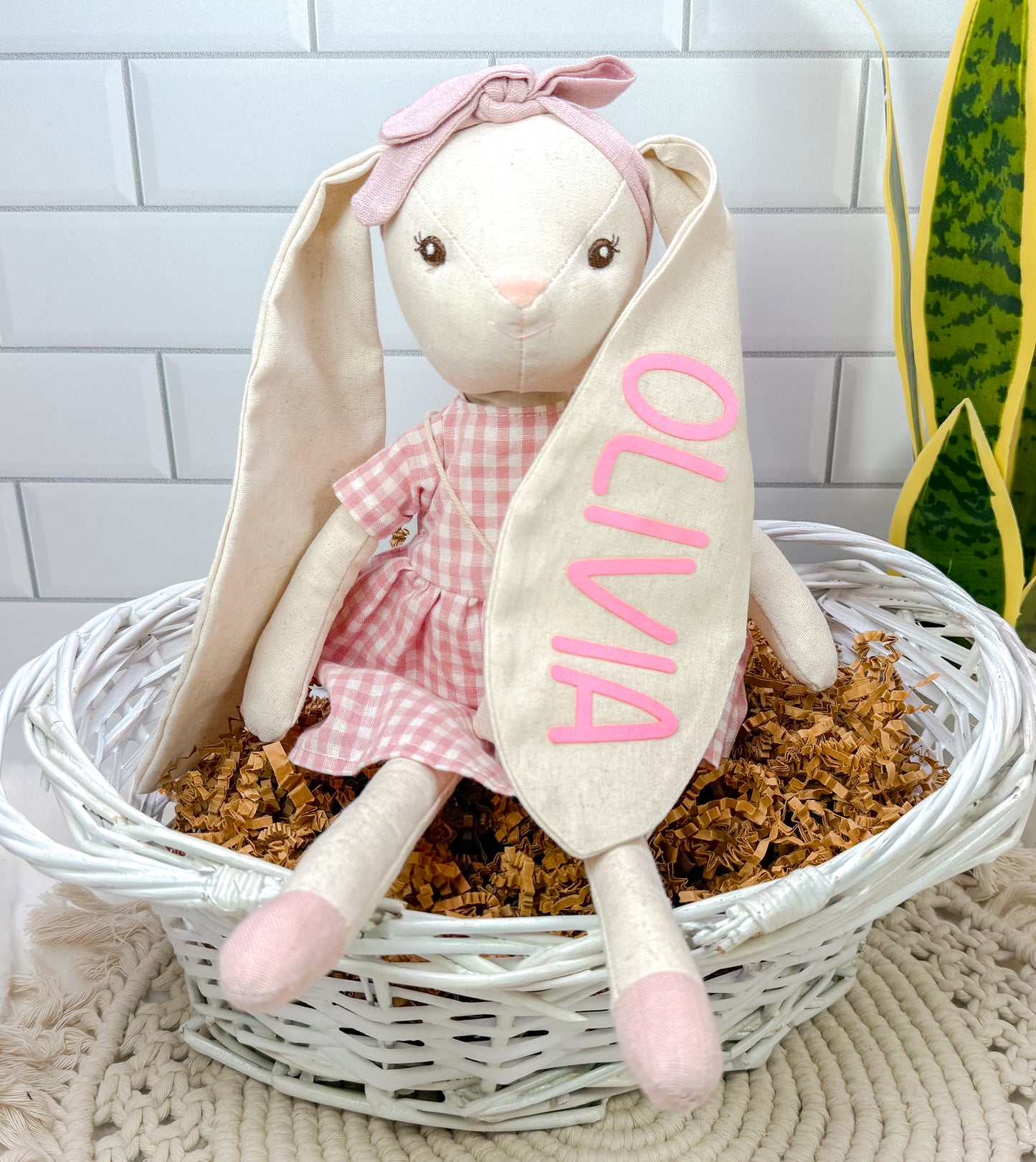 Custom Cotton Linen Stuffed Bunny – Personalized Easter Gift for Kids