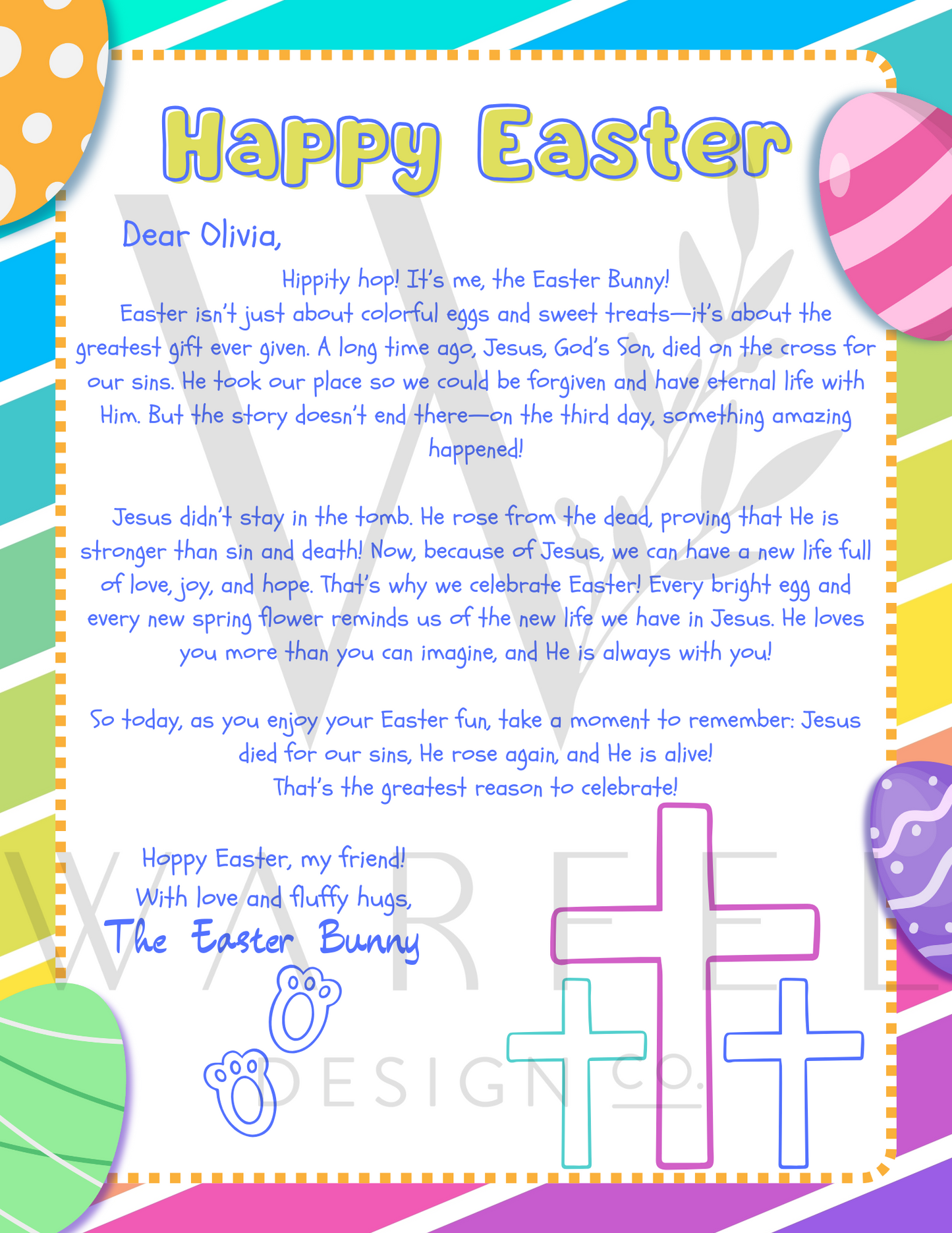 Editable Christian Easter Bunny Letter - Digital Download