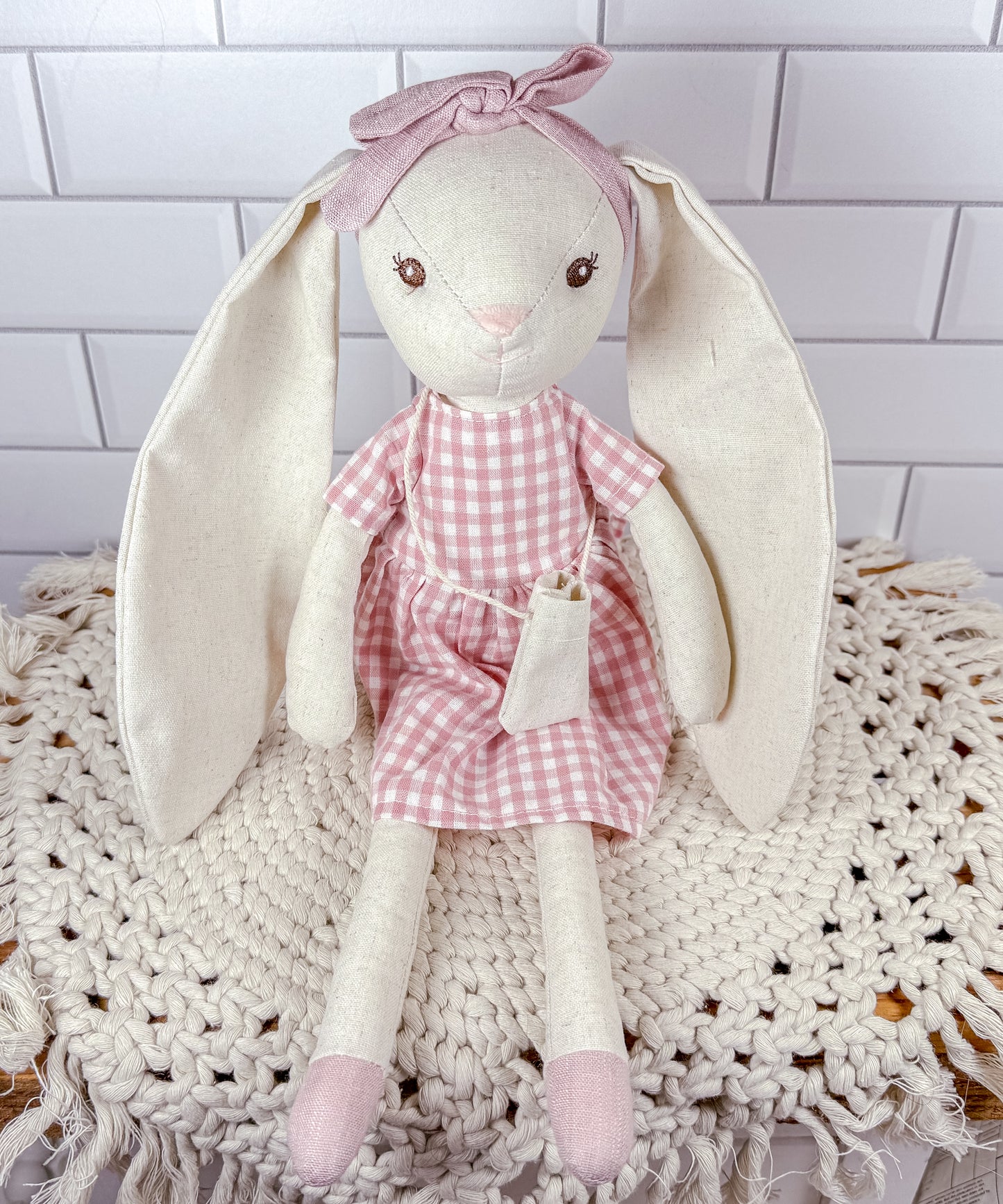Cotton Linen Stuffed Bunnies – 15" Plush Toy for Easter or Baby Gifts