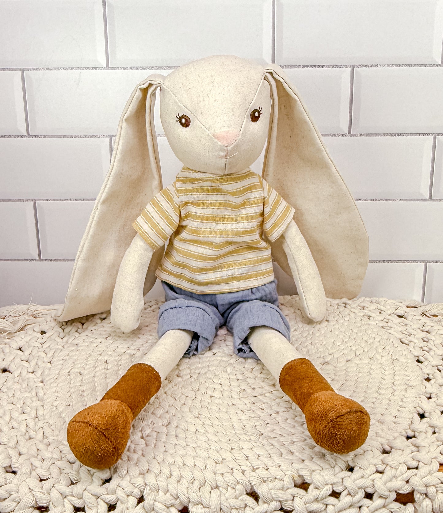 Cotton Linen Stuffed Bunnies – 15" Plush Toy for Easter or Baby Gifts