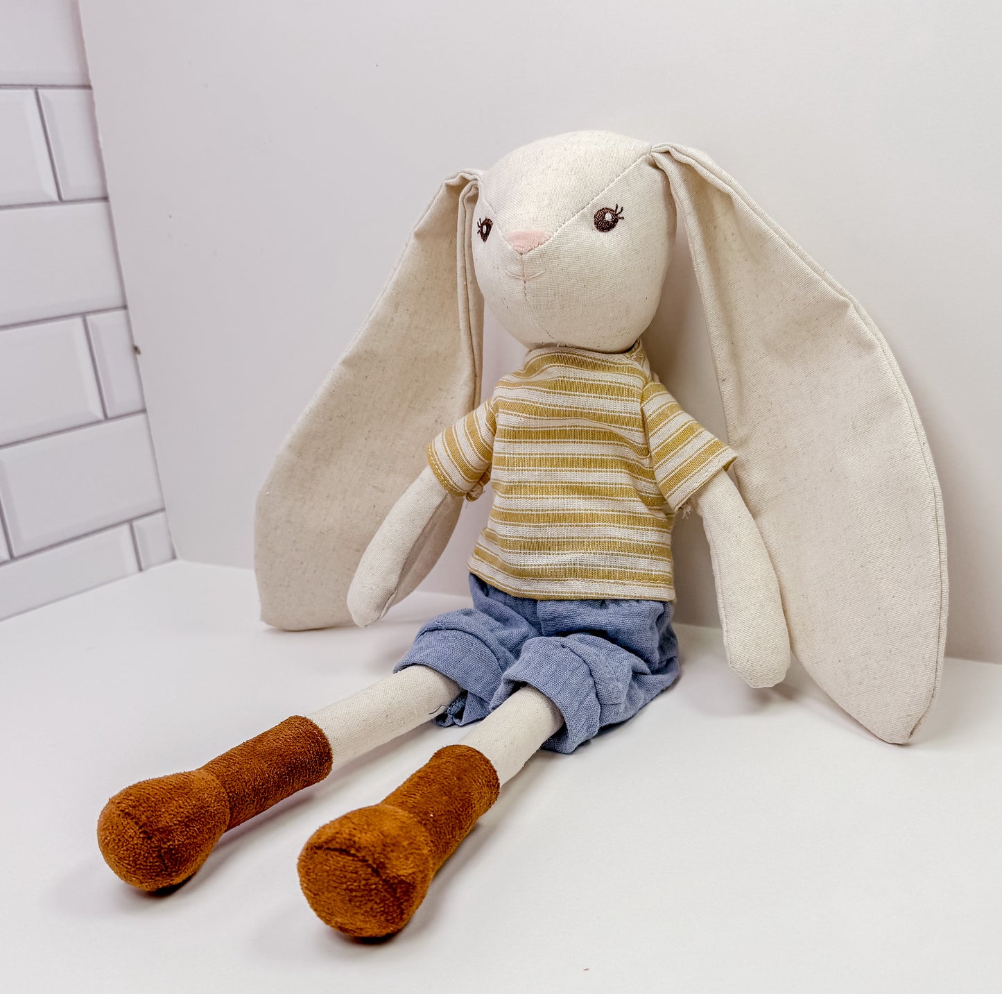 Cotton Linen Stuffed Bunnies – 15" Plush Toy for Easter or Baby Gifts