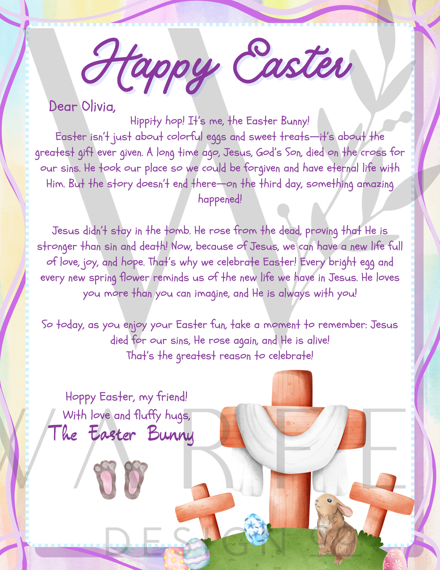 Christian Easter Bunny Letter - Digital Download