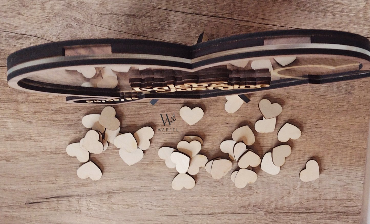 Heart Guest Book – Wooden Wedding Guest Book Alternative with Easel