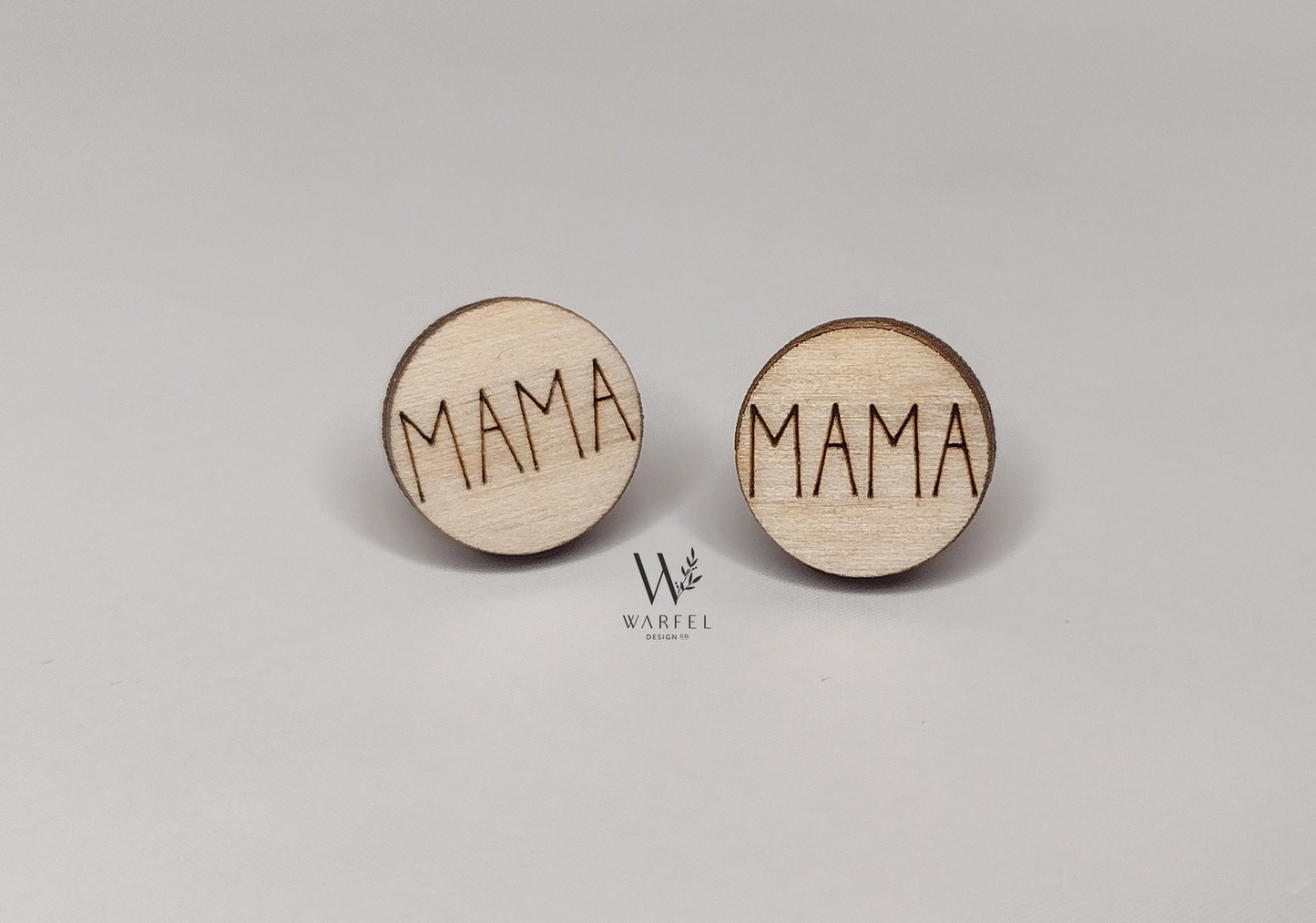 Wooden Circle Mama Stud Earrings – Minimalist & Hypoallergenic