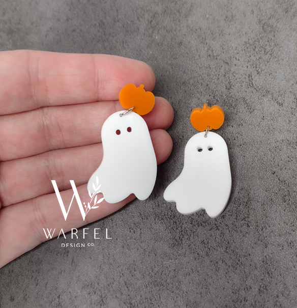 Ghost with Pumpkins Earrings