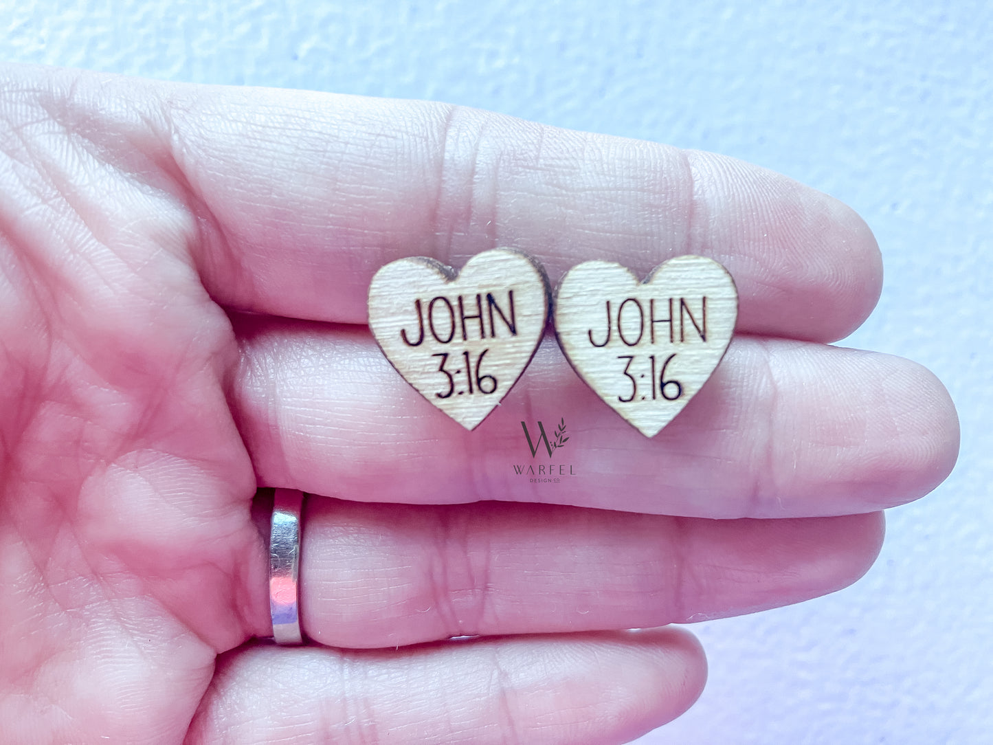 John 3:16 Wooden Stud Earrings – Christian Bible Verse Jewelry