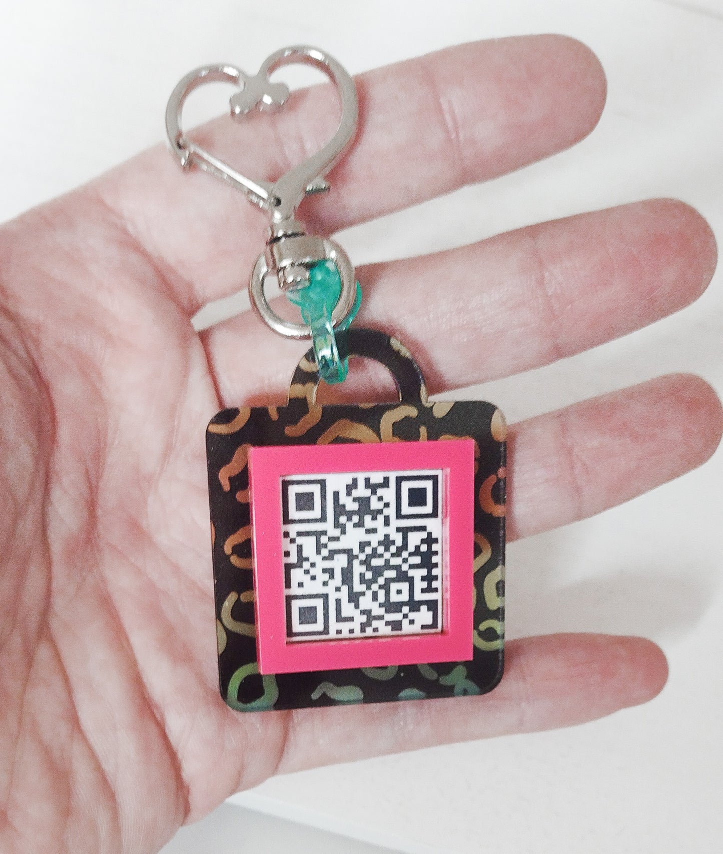 Rainbow Leopard QR Keychain | Custom QR Code Keychain
