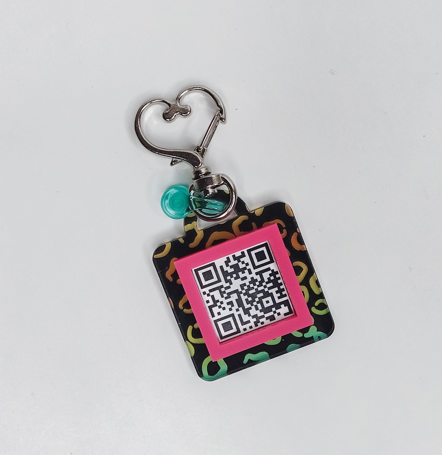 Rainbow Leopard QR Keychain | Custom QR Code Keychain