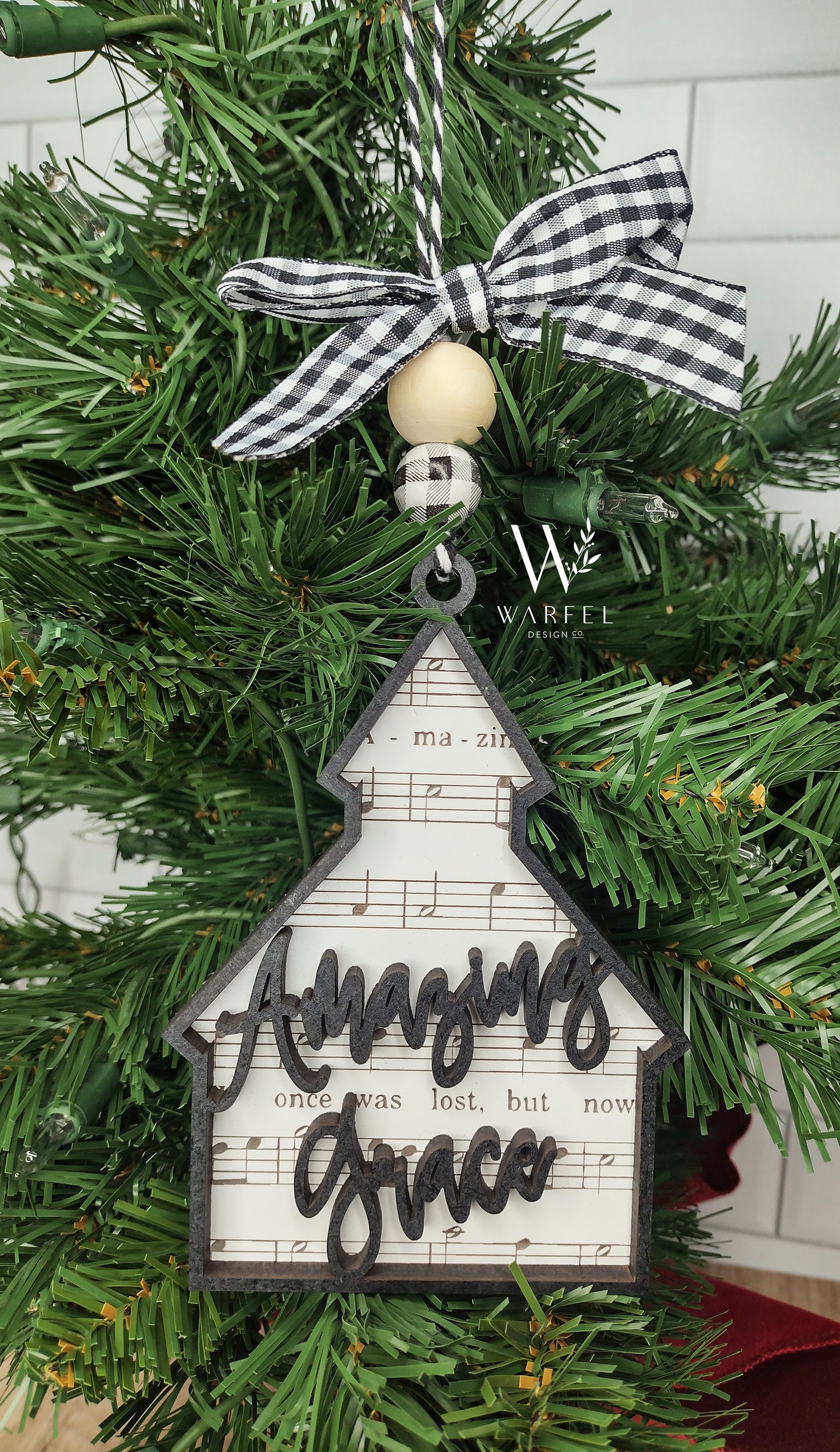 Amazing Grace Church Ornament – Layered Wood Christmas Decoration
