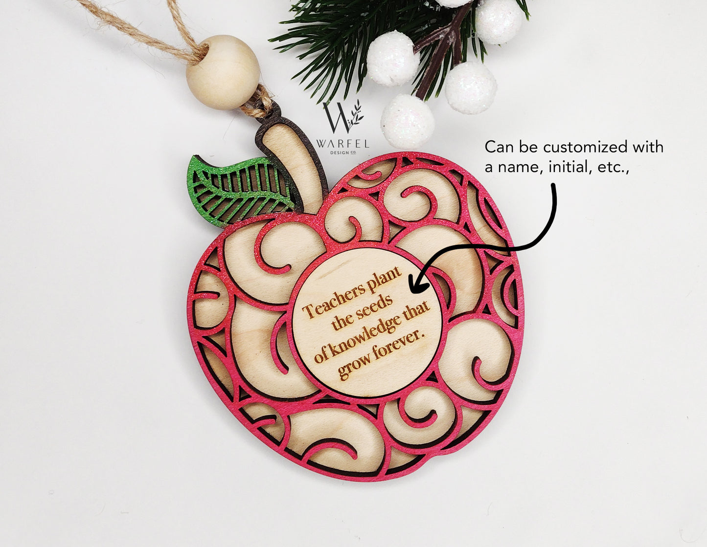 Apple teacher ornament