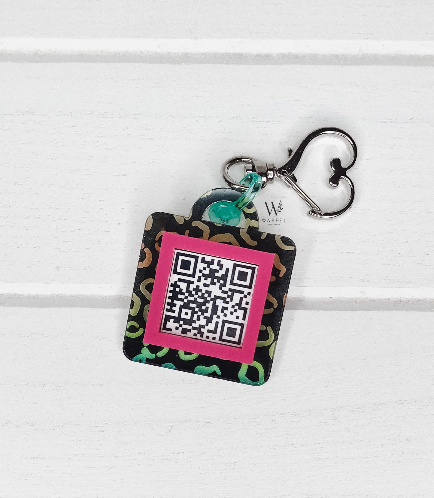Rainbow Leopard QR Keychain | Custom QR Code Keychain