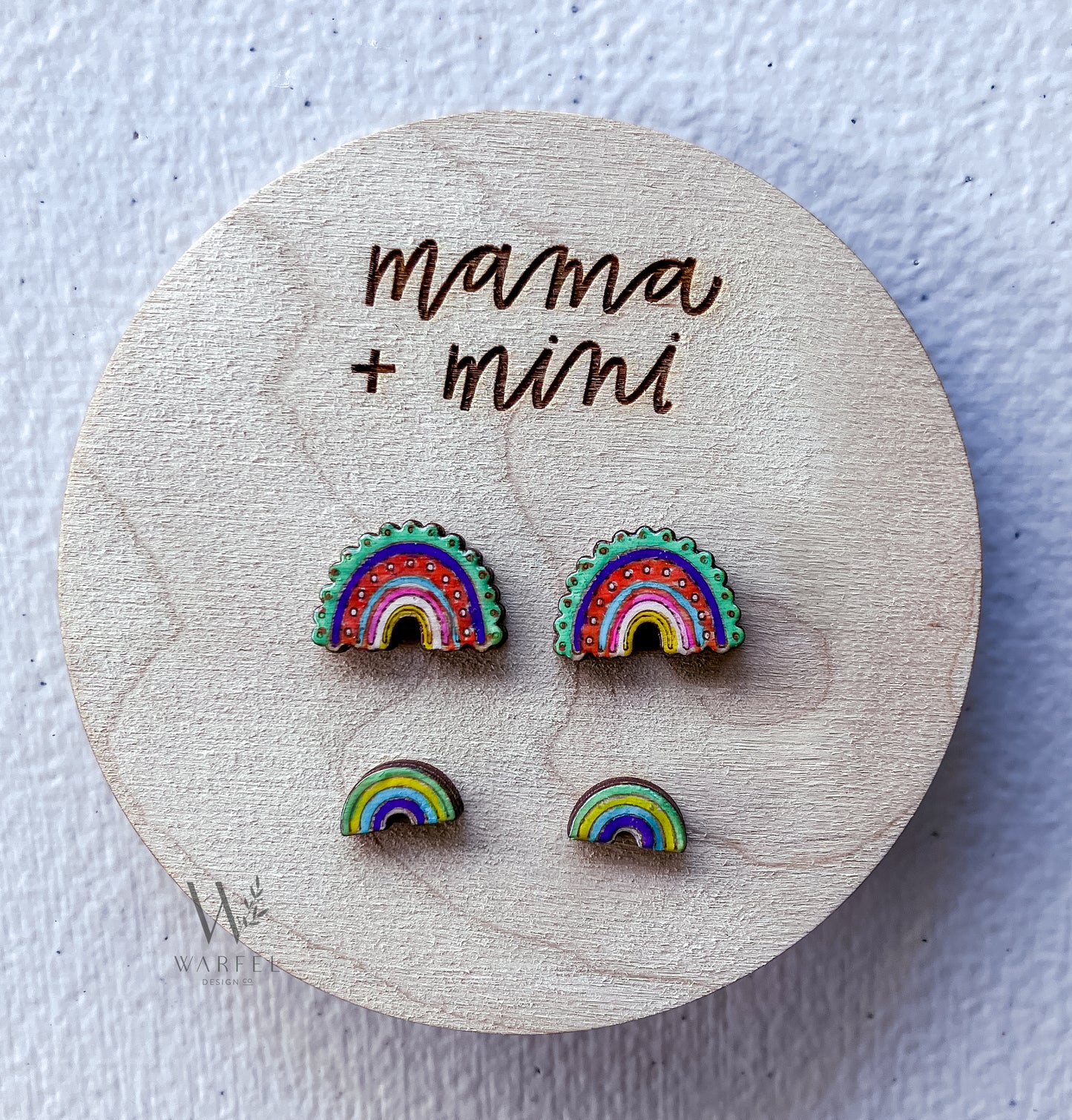 Mama & Mini Matching Earring Set – Hand-Painted Wooden Studs