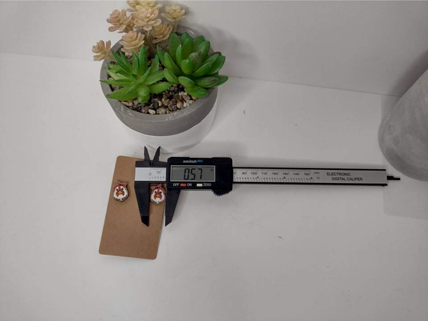 Chicken with Bandana Stud Earrings – Hand-Painted Birch Wood