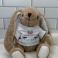 Custom Stuffed Bunny - Sitting, Soft, 9" with sublimated Customizable T-shirt