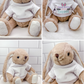 Custom Stuffed Bunny - Sitting, Soft, 9" with sublimated Customizable T-shirt