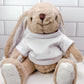 Custom Stuffed Bunny - Sitting, Soft, 9" with sublimated Customizable T-shirt