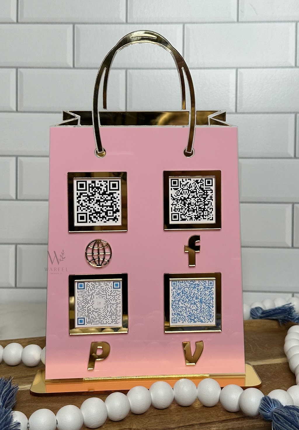 Shopping bag QR Code sign, Scan to pay acrylic sign, Social Media Sign, Custom business sign, Payment sign for craft shows vendor events