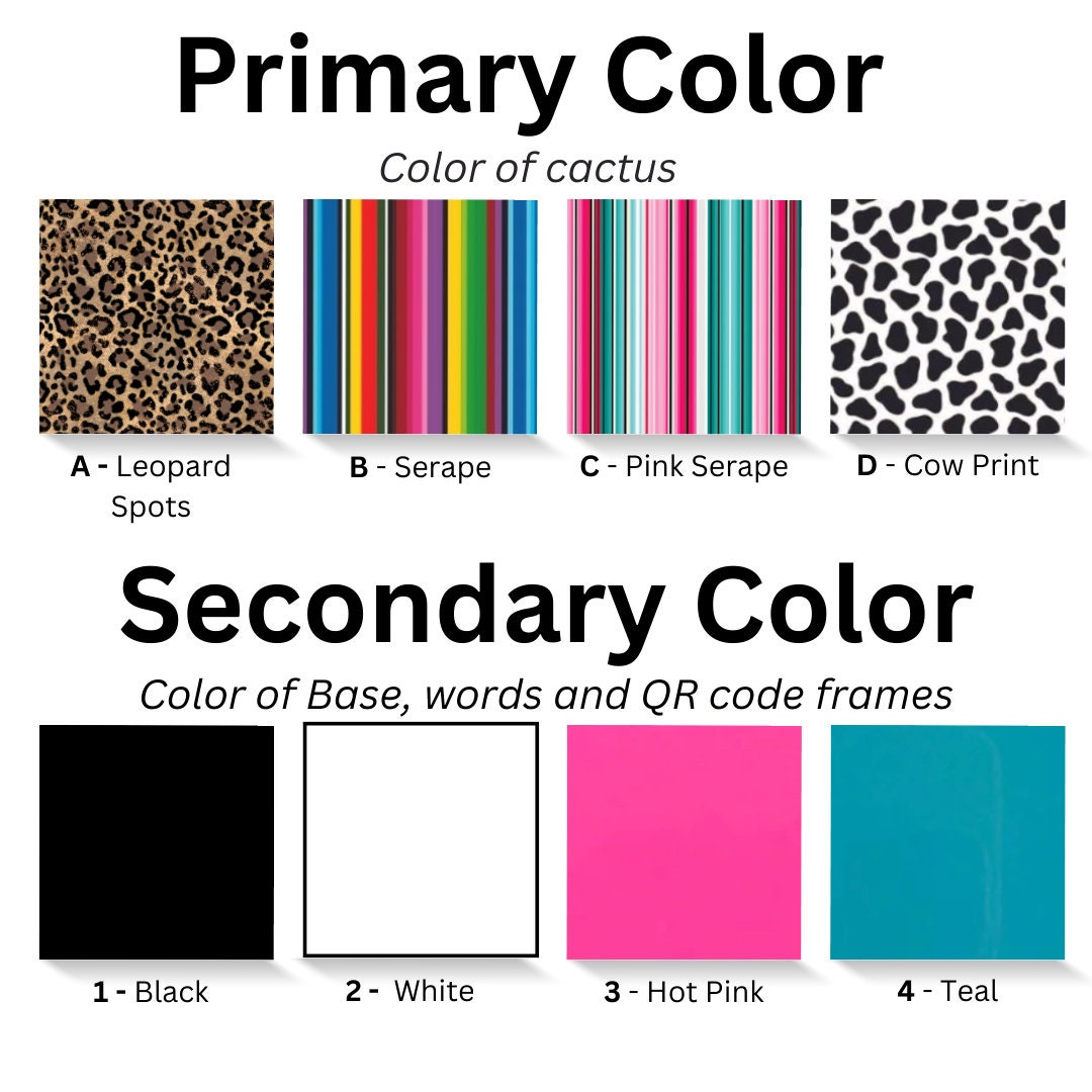 Leopard Print Cactus QR Code Sign: Custom Acrylic Small Business Display