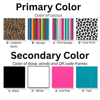 Leopard Print Cactus QR Code Sign: Custom Acrylic Small Business Display