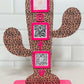 Leopard Print Cactus QR Code Sign: Custom Acrylic Small Business Display