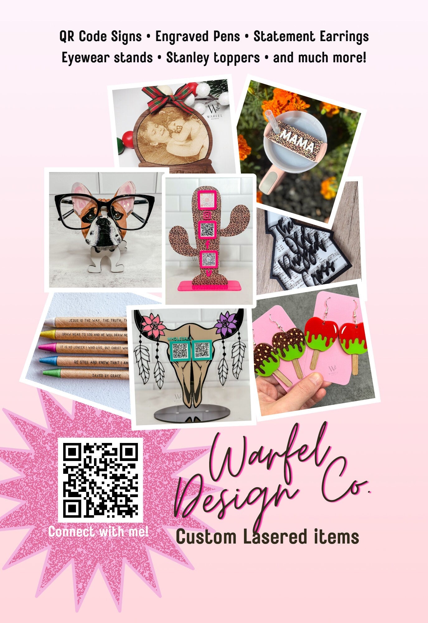 Cowgirl Disco Ball QR Code Sign: Custom Western Business Decor