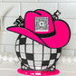 Cowgirl Disco Ball QR Code Sign: Custom Western Business Decor
