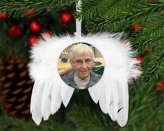 Angel Wings Feather Photo Ornament
