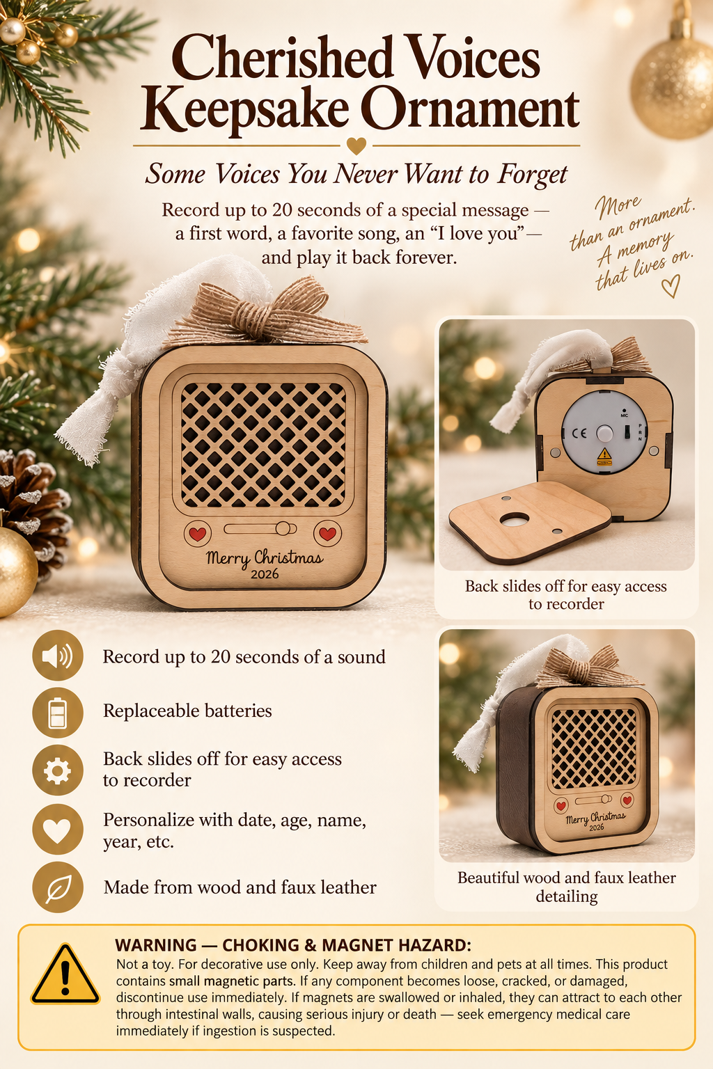 Custom Voice Recorder Ornament