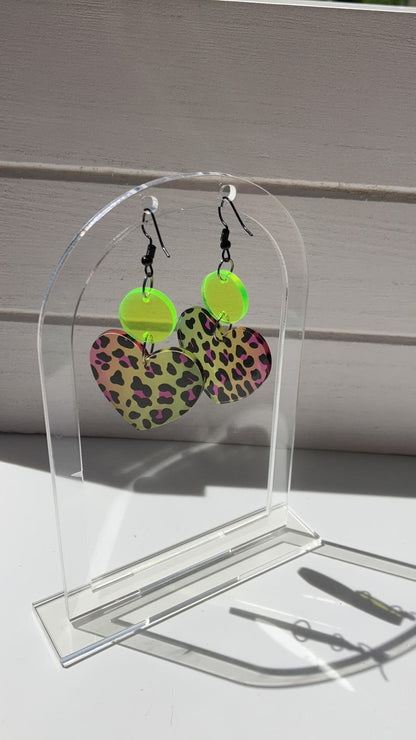 Leopard heart earrings