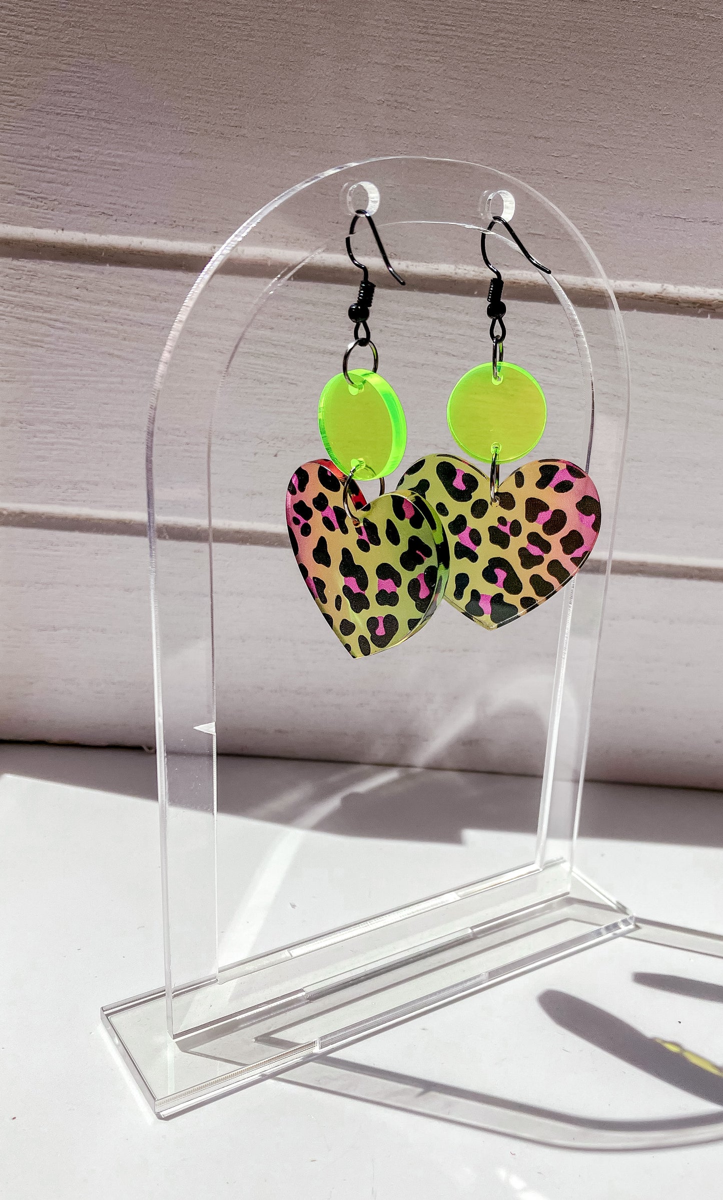 Leopard heart earrings