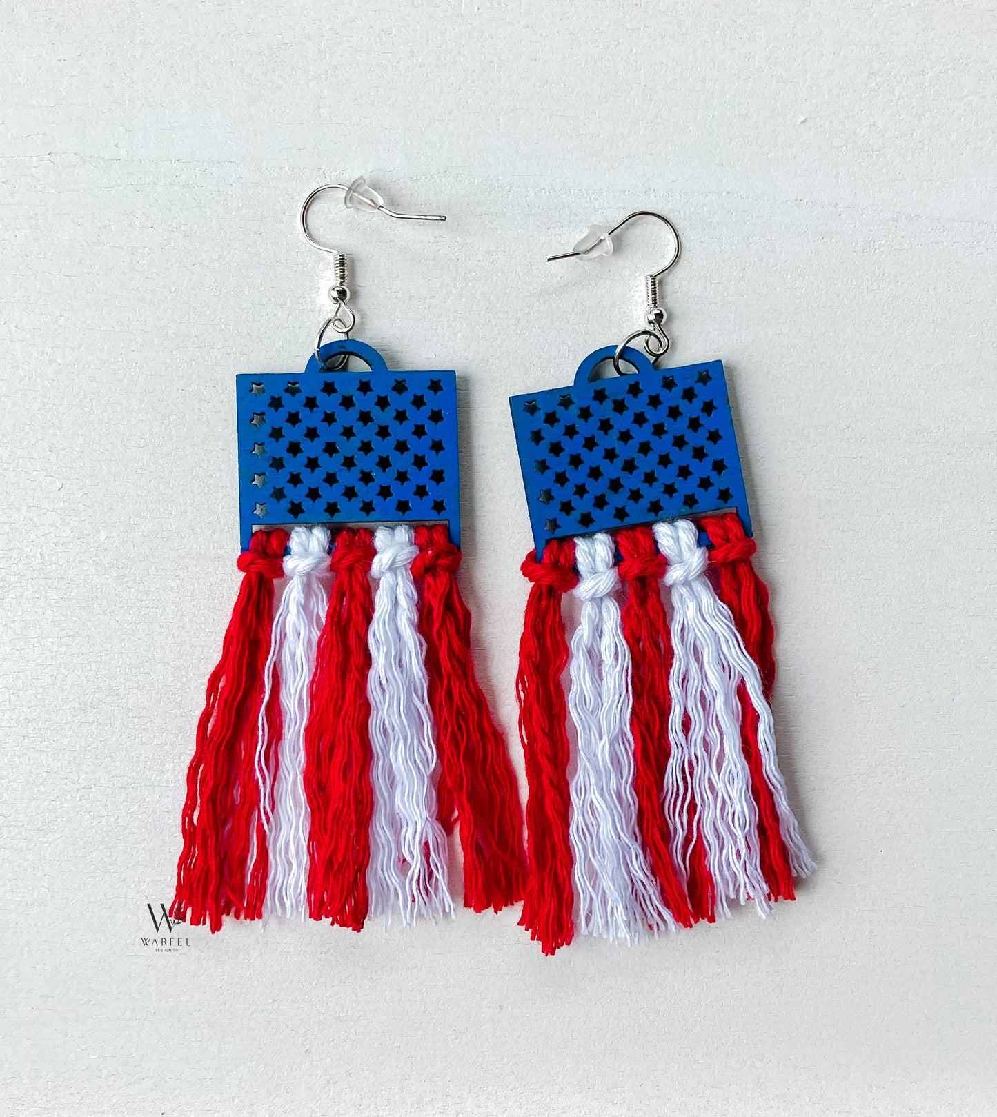 American Flag Macramé earrings