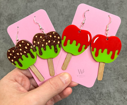 Candy apple earrings