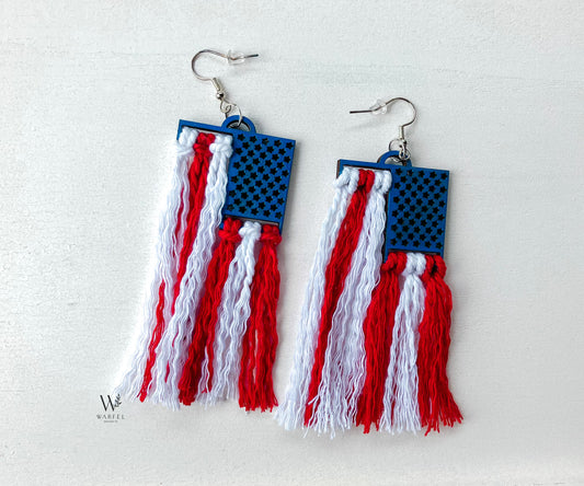 American Flag Macramé earrings