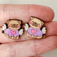 Pug Stud Earrings – Hand-Painted Wood
