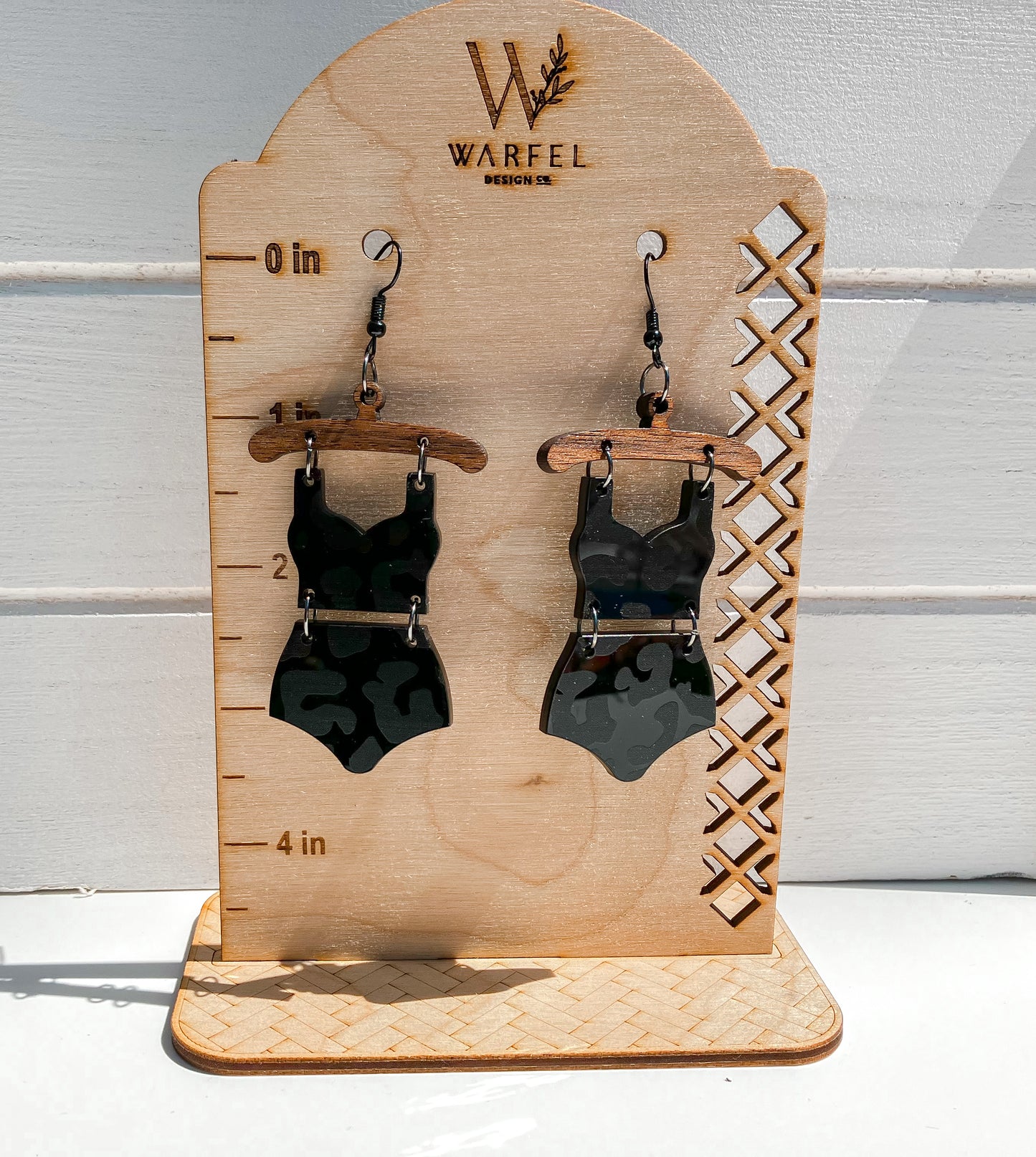 Matte Black Leopard Print Earrings