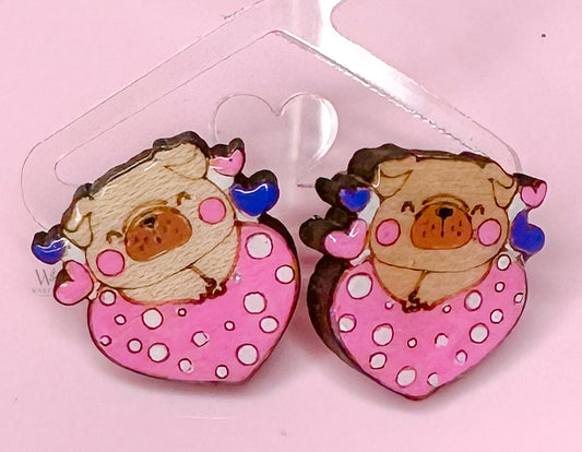 Pug heart studs
