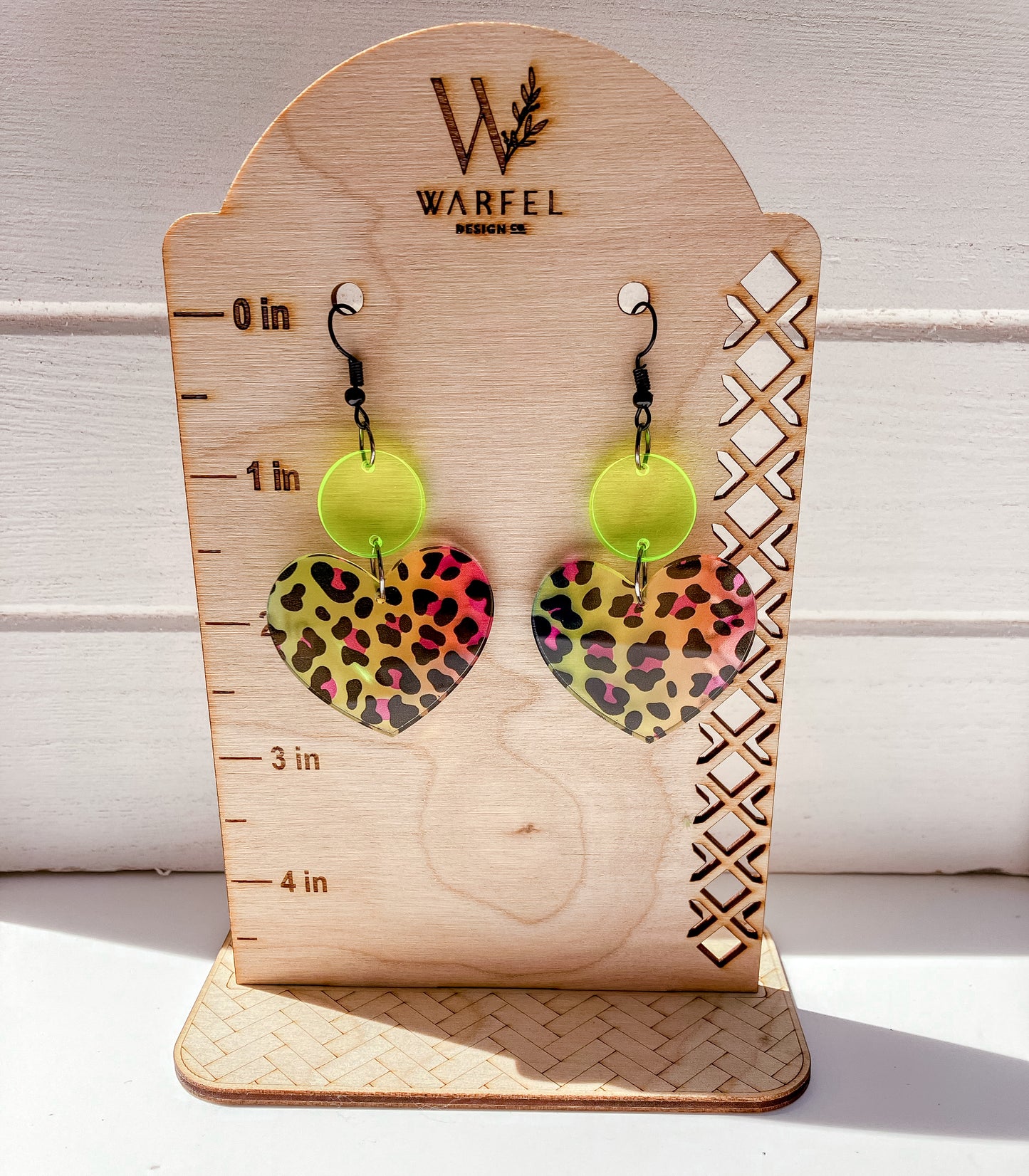 Leopard heart earrings