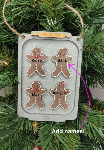 Gingerbread family cookie ornament