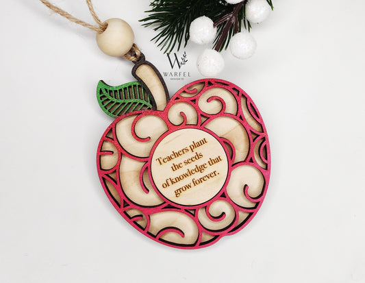 Apple teacher ornament
